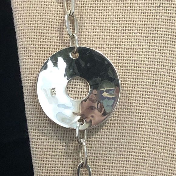 ROBERT LEE MORRIS Two Tone Hammered Sterling Silver Brass Modern Necklace - Picture 5 of 9